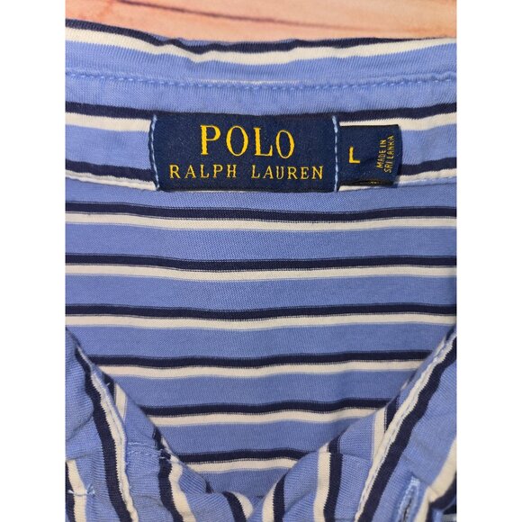 Polo Ralph Lauren Men's Blue Striped Polo Large Golf Polo Tennis - Picture 5 of 7